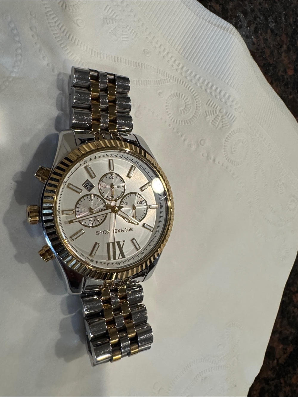 Michael Kors Two-Tone Silver and Gold Chronograph Bracelet Watch - Picture 2 of 6